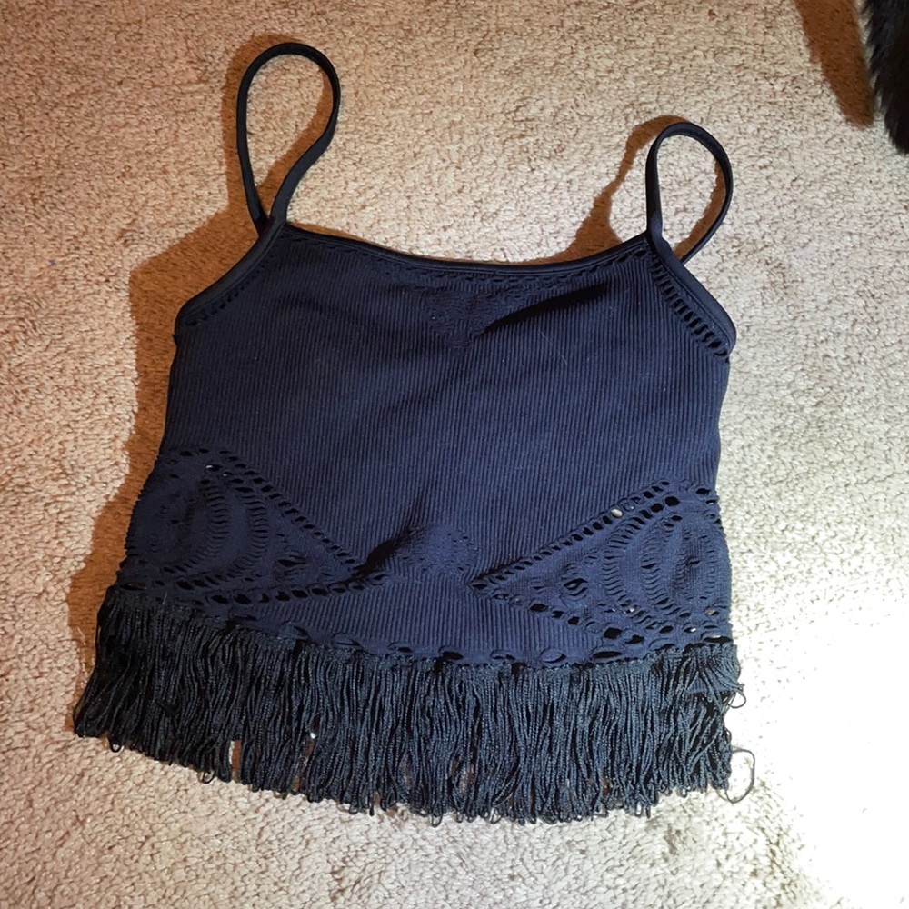 Stretchy nylon cropped top. Swim top or party tank. Size XS.